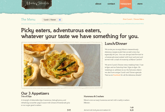 Showcase of Beautiful Restaurant Websites 13 Showcase of Beautiful Restaurant Websites 13